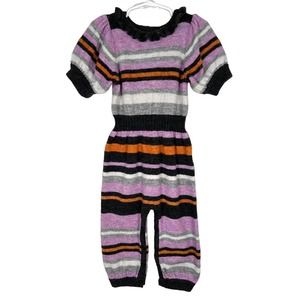 HABITUAL Kid Baby Striped Sweater Coverall Size 24M Purple Black Jumpsuit